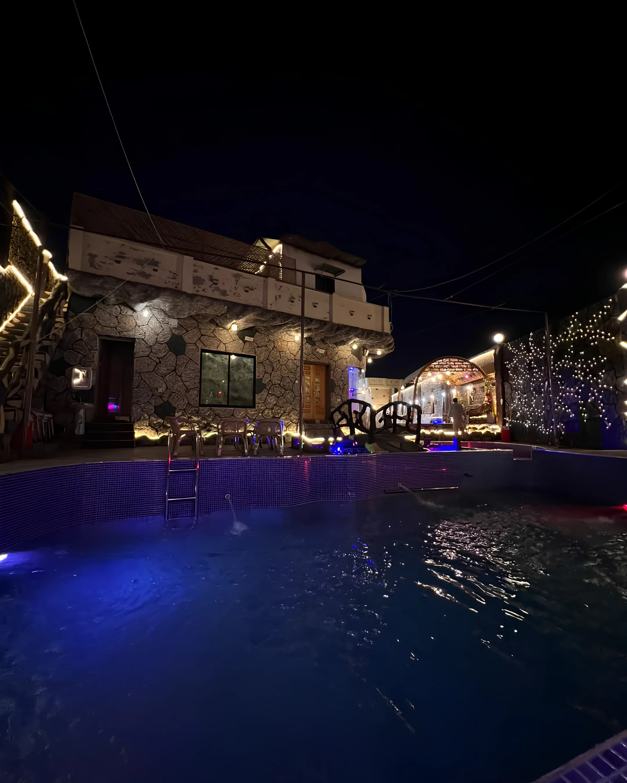 MB Farm 2 pool at night